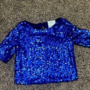 A kids navy blue sparkling crop top for girls